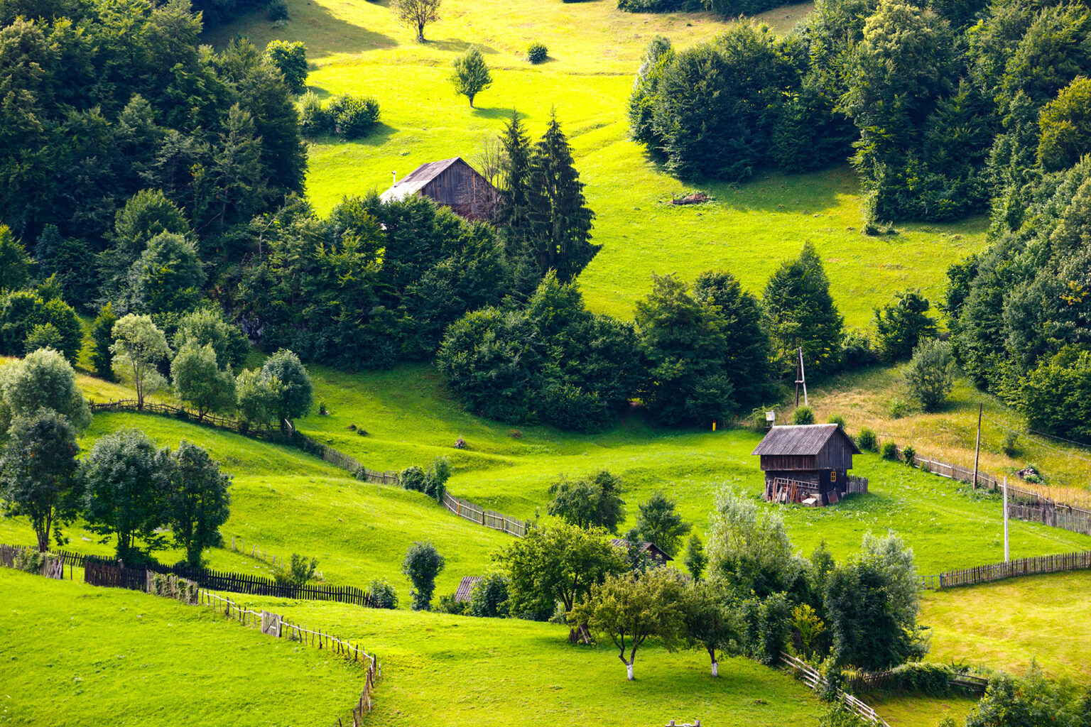 Traditional Remote Alpine Village Scenery