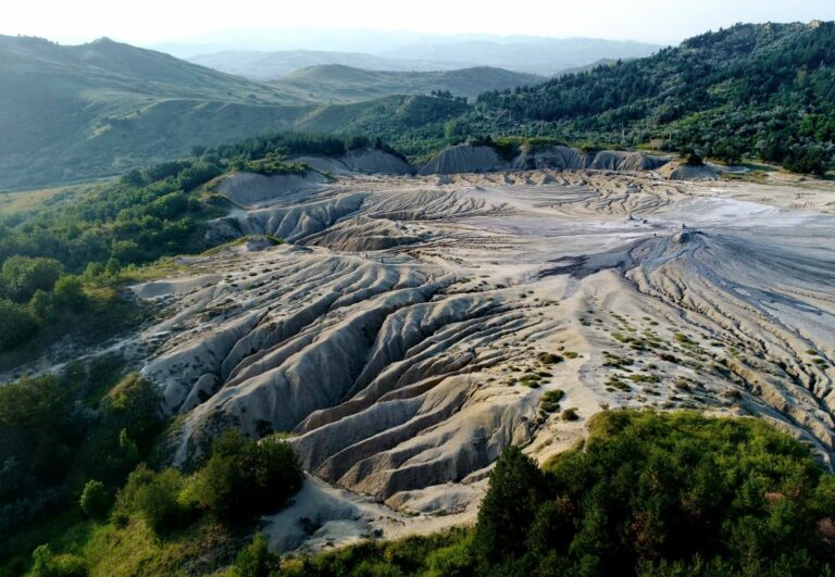 Drone Aerial View of Muddy Volcanoes Field